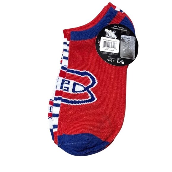 NHL Montreal Canadiens Ladies Ankle Socks 3-Pack Size 9-11 Polyester/Spandex - Picture 1 of 4